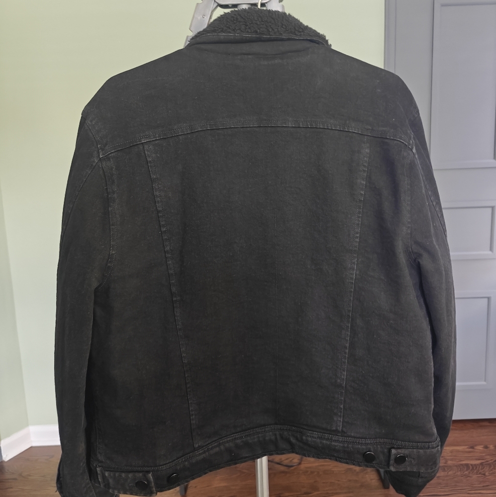 Men's Joe's Jeans Black Denim Shearling Jacket - Picture 2 of 7